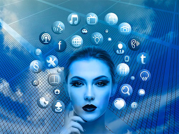 Image of woman with social media icons