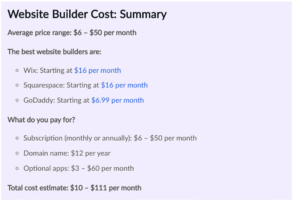 website-builder costs
