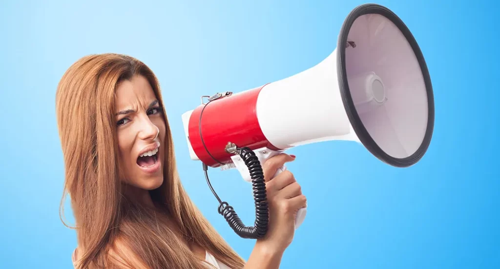angry annoyed megaphone loudspeaker