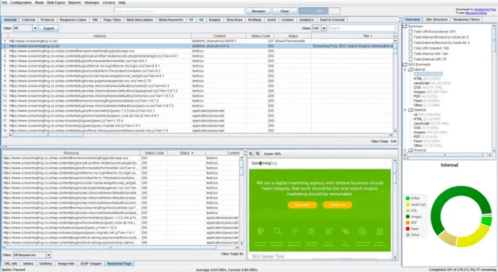 Screaming Frog Screen Capture