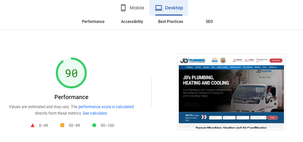 page speed insights
