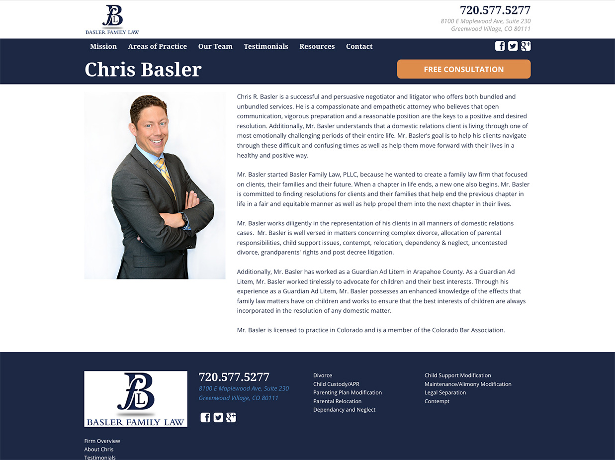 Basler Family Lawyer Web Design