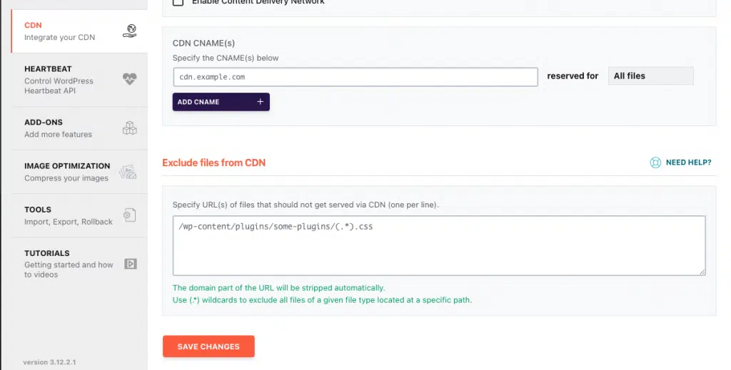 WP Rocket CDN screen