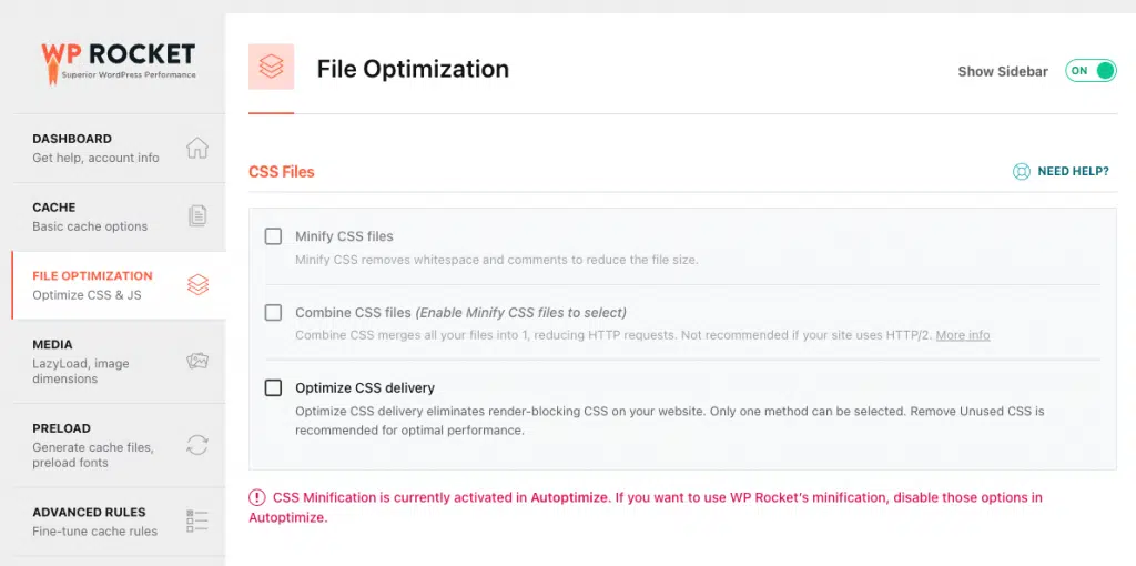 wp rocket minify css and javascript