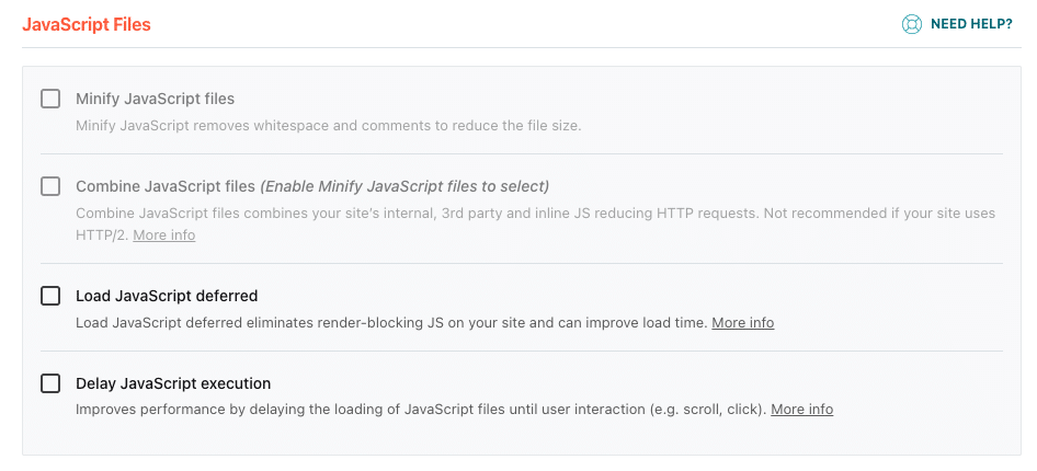 javascript minification screen wp rocket
