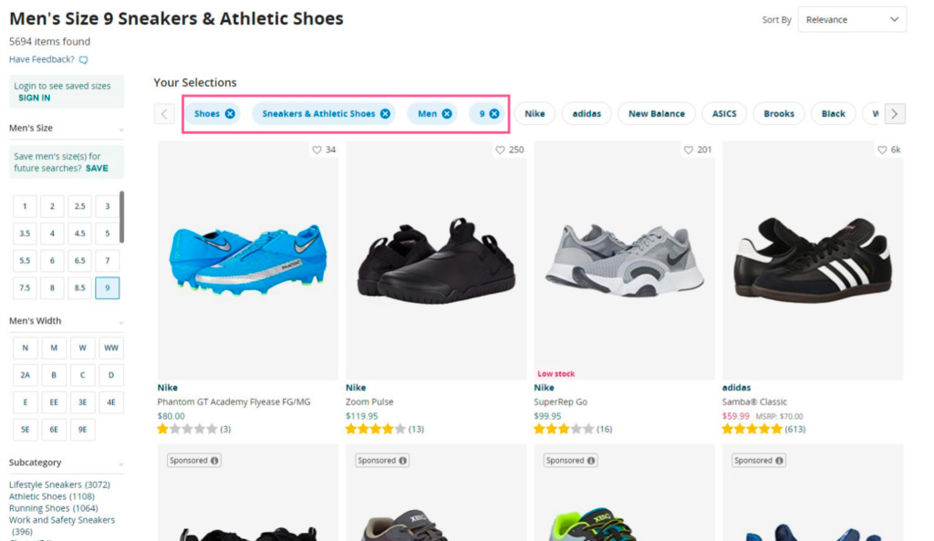 ecommerce product filters