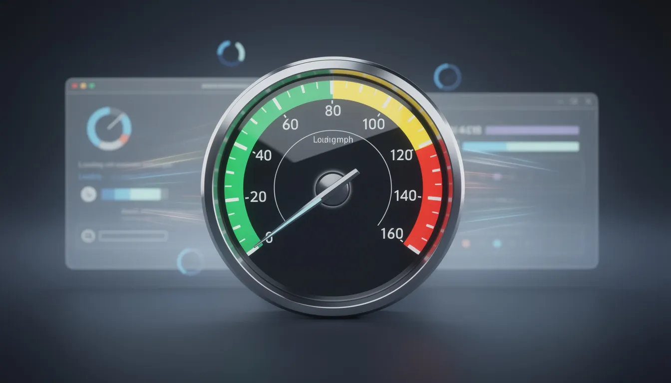 The image features a car speedometer, symbolizing the importance of website performance and loading speed for a WordPress site. This visual metaphor emphasizes how site speed is a crucial factor in search engine optimization and can impact search engine rankings and user experience.