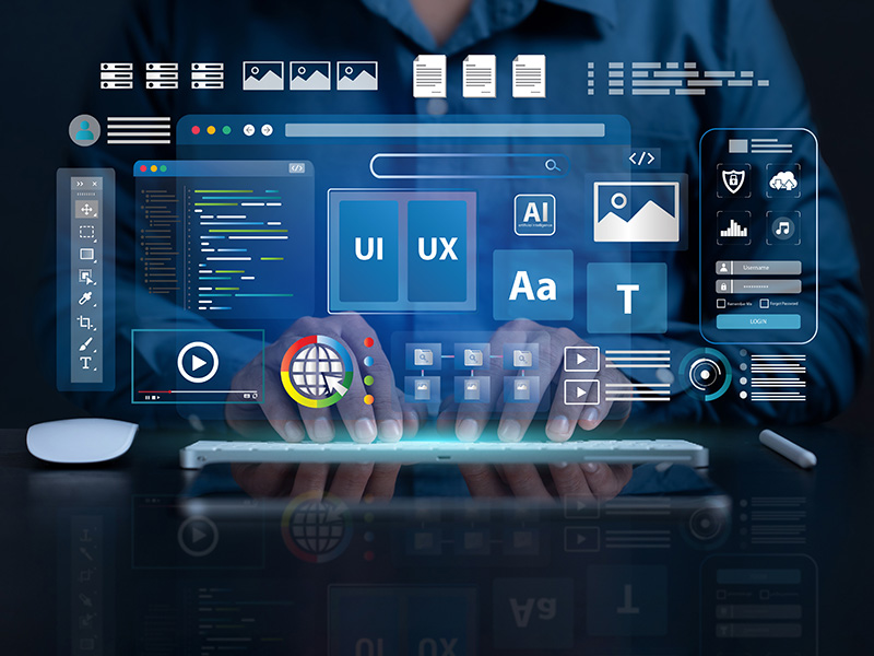 web development graphic of UX and UI structures