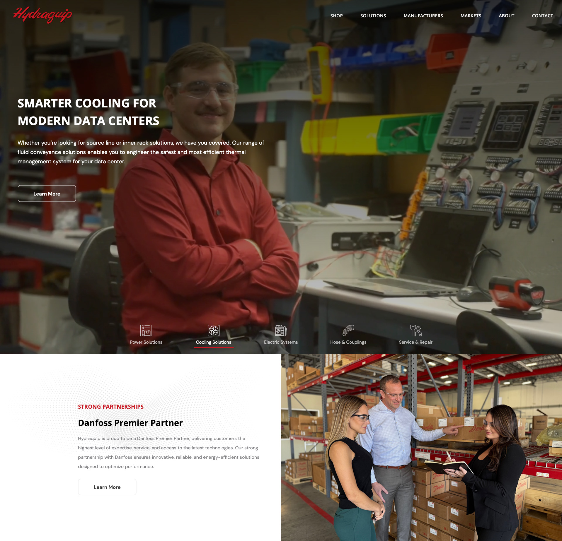 homepage screenshot of hydraquip site redesign