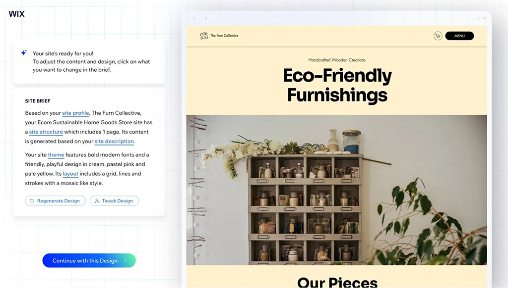Simple drag-and-drop website builder interface with limited layout options and basic design controls