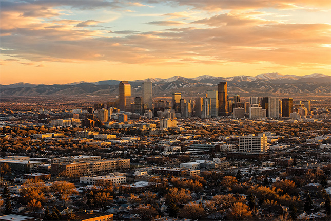 Denver metro area skyline with Rocky Mountains showing SiteWired's local SEO service coverage across Aurora, Lakewood, Arvada and surrounding communities.